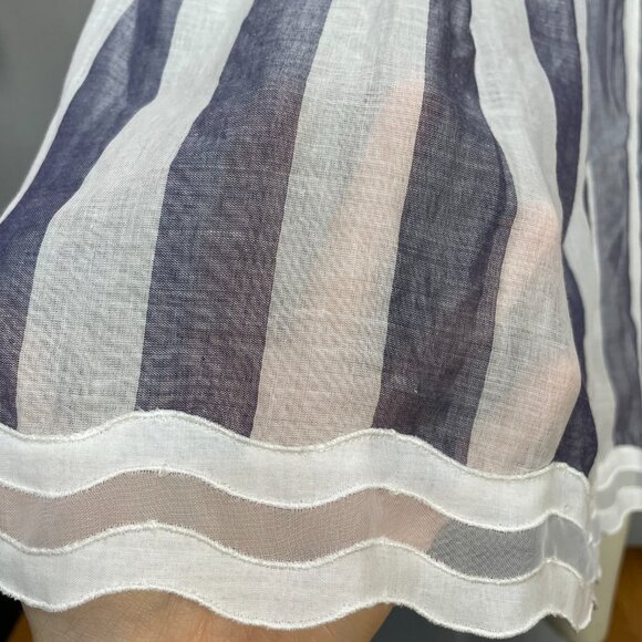 Vintage Albert Nipon Pleated Dress Striped Short Sleeves Tie Belt 1980s Nautical - Picture 10 of 14